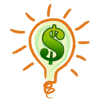 Money making idea light bulb with a dollar sign in 
		the middle.